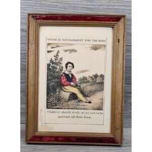 Vtg Borghese Print Study Nourishment for the Mind Shabby Chic Teacher Wall Art